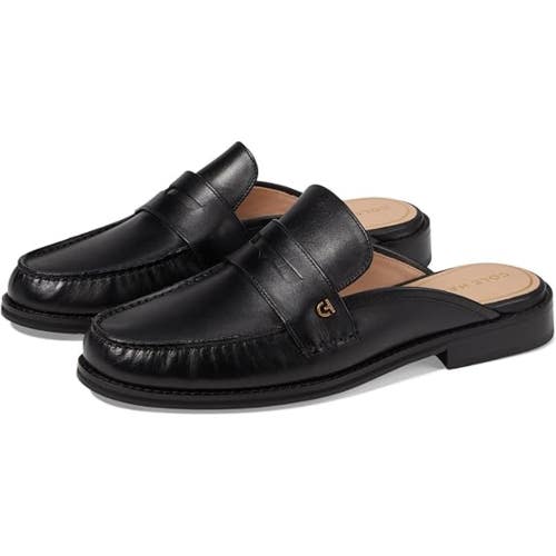 Cole Haan Lux Pinch Penny Loafers Womens 6.5 Black Leather Slip On Mules HTAT273