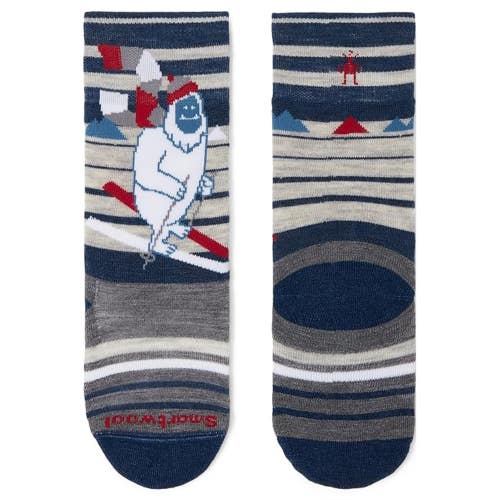 Smartwool Wintersport Socks Kids Medium Blue Yeti Print Over The Calf GBO2420