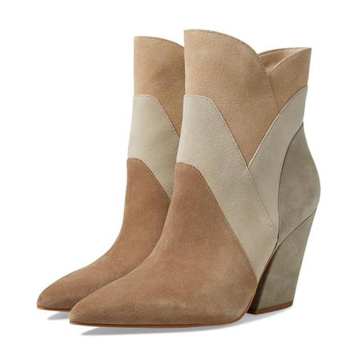 Dolce Vita Neena Boots Women's US 6 Taupe Suede Block Heel Ankle Bootie NCZ359