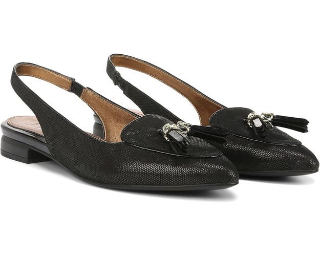 Naturalizer Juliana Flats Womens 6.5B Black Leather Pointed Toe Slingback NCZ304