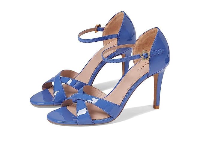 Ted Baker Harinap Sandals Women's US 6.5 Blue Ankle Strap Stiletto Heel NCZ353