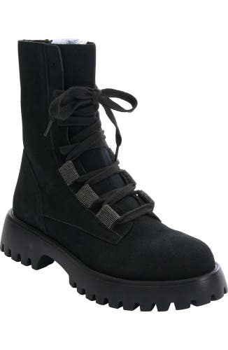 Vaneli Zabou Women's US 9.5 Black Suede Waterproof Mid-Calf Combat Boots NCZ360