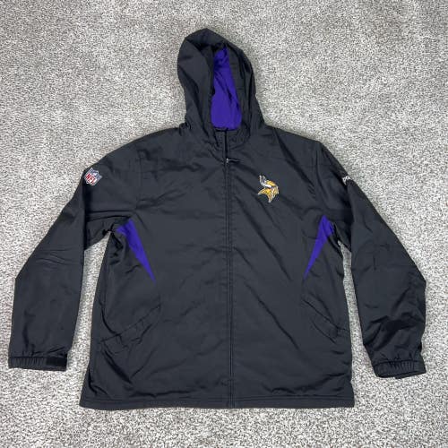 Minnesota Vikings Jacket Mens XL NFL Football Reebok Hooded On Field Purple