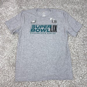 Philadelphia Eagles Shirt Mens Large Gray NFL Football Super Bowl LIX Roster