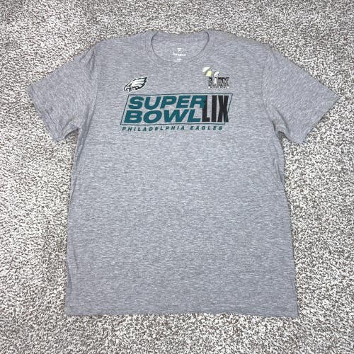 Philadelphia Eagles Shirt Mens Large Gray NFL Football Super Bowl LIX Roster