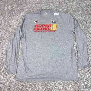 Kansas City Chiefs Shirt Mens 3XL Gray NFL Football Long Sleeve Super Bowl LIX