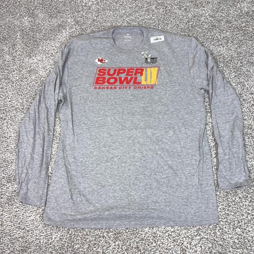 Kansas City Chiefs Shirt Mens 3XL Gray NFL Football Long Sleeve Super Bowl LIX