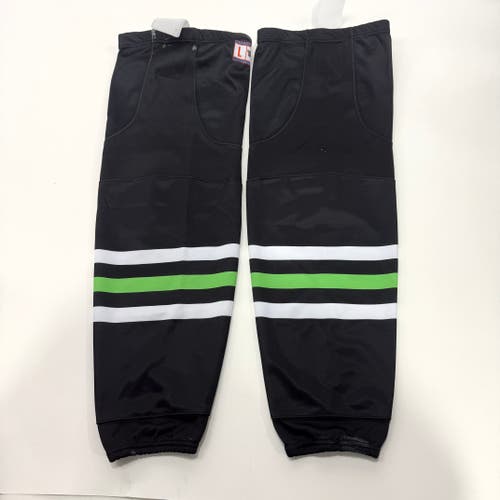 Used Once Black, Green, and White Chicago Steel Tidal Wave Hockey Socks - Large