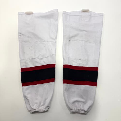 White Game Used Chicago Steel Game Hockey Socks - Large