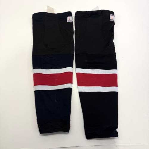 Black Game Used Chicago Steel Game Hockey Socks - Tidal Wave - Large