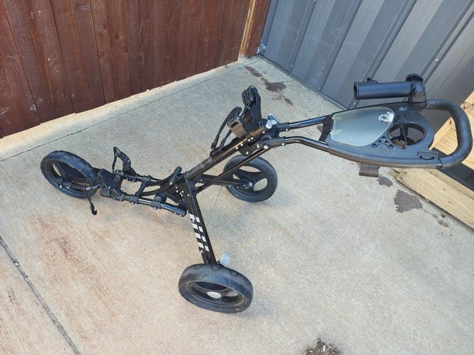 TourTrek 360 3-Wheel Golf Push Cart w/ Umbrella Holder Black