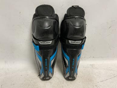 Used Bauer VAPOR VOLT Junior Shin Guards Black And Carolina Blue 10" 11855-S000201862