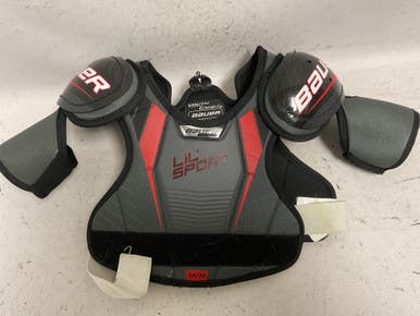 Used Bauer LIL SPORT Youth Shoulder Pads Black And Grey MD 11855-S000201763