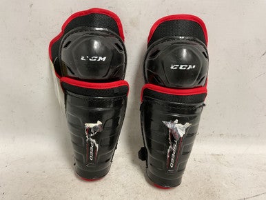 Used CCM JETSPEED EDGE Youth Shin Guards Black And Red 9" 11855-S000201690