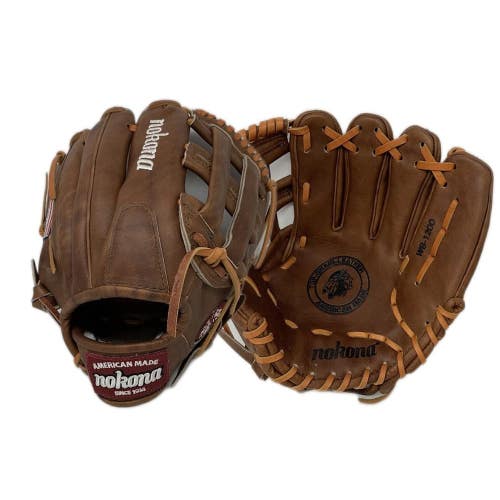 Nokona Walnut 12 Inch H Web Utility Baseball Glove Made in USA Right Hand Throw
