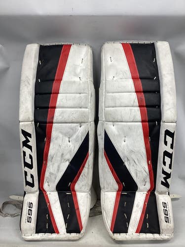 Used CCM REVOLUTION 595 Goalie Leg Pads Junior White 28" 11851-S000045603