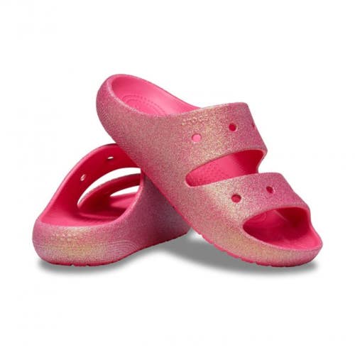 Crocs Classic Iridescent Glitter II 210971-6ZQ Sandal Men's 8 Pink Slide JAX1246