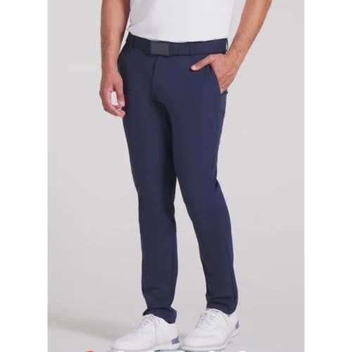 Puma 101 Avant Golf Pants Men's 36/30 Deep Navy Flat Front Belted Waist DSGL1079