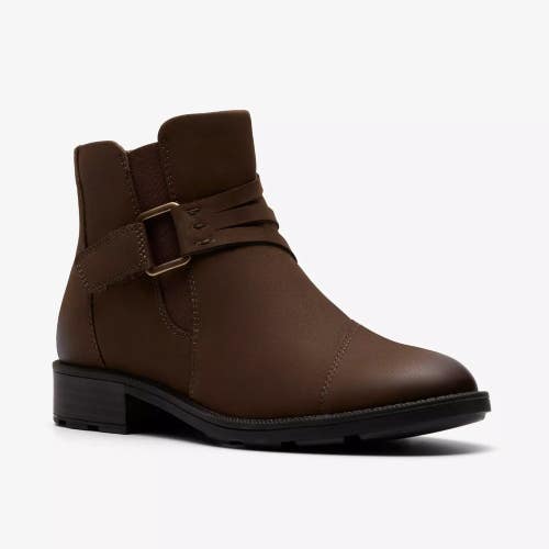 Clarks Adalynn Faye 26184068 Boots Womens 5B Mushroom Nubuck Ankle Bootie MEW406