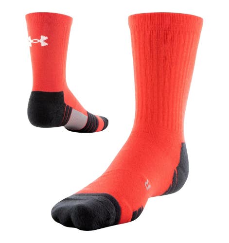Under Armour Team 1367820-600 Crew Sock Unisex M Red Cushioning Mid Calf DSGL959