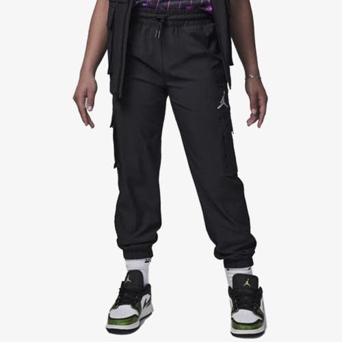 Jordan Post Up Cargo Pants Kids L Black Stretch Drawstring Activewear DSGL1077