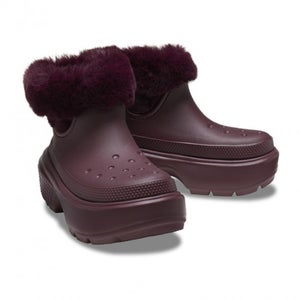 Crocs Stomp Lined 208718-6WD Boots Mens 12 Dark Cherry Lug Sole Platform JAX1195