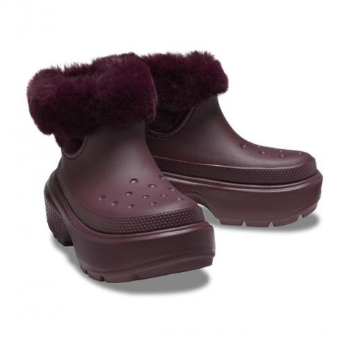 Crocs Stomp Lined 208718-6WD Boots Mens 12 Dark Cherry Lug Sole Platform JAX1195