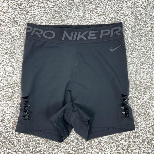 Nike Pro Shorts Womens Medium Black Dri-FIT Compression Cutout Gym Workout Sport