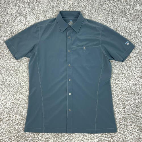 Kuhl Shirt Mens Medium Gray Short Sleeve Button Stretch Outdoor Hiking Travel