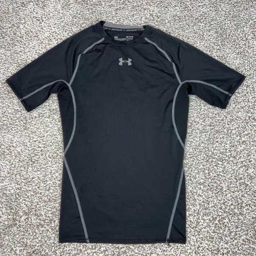 Under Armour Shirt Mens Medium Black HeatGear Short Sleeve Athletic Gym Top Tee