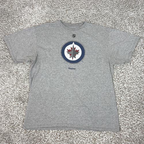 Winnipeg Jets Shirt Mens XL Gray NHL Hockey Reebok Graphic Tee Short Sleeve Logo