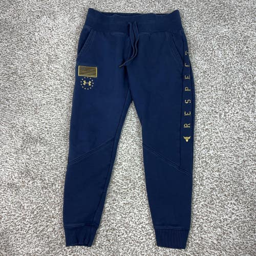 Under Armour Pants Mens Medium Blue Project Rock Fleece Joggers Freedom USA Flag
