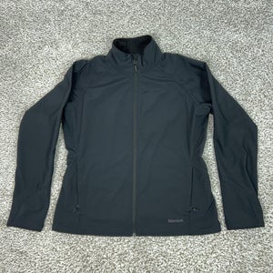 Marmot Jacket Womens XL Black Softshell Full Zip Hiking Outdoor Pockets Logo