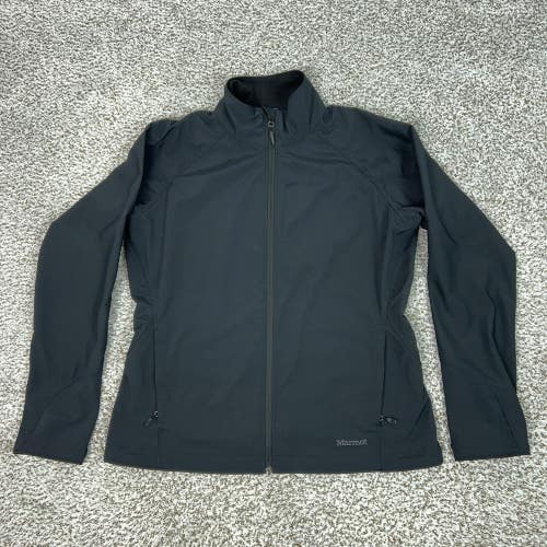 Marmot Jacket Womens XL Black Softshell Full Zip Hiking Outdoor Pockets Logo