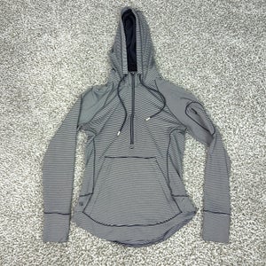 Athleta Hoodie Womens XS Blue Striped 1/2 Zip Lightweight Pullover Heavenly Hail