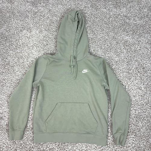 Nike Hoodie Womens Medium Green Pullover Sweatshirt Fleece Sportswear Club Sport