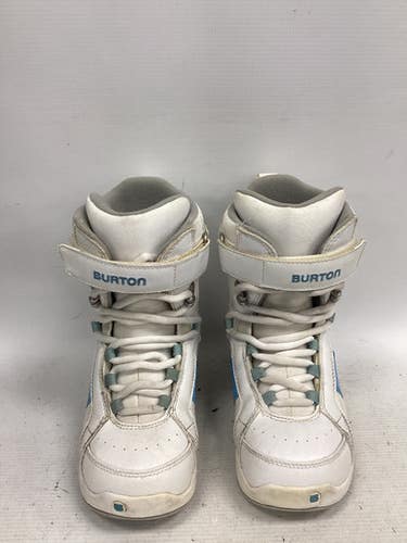 Used Burton FREESTYLE Girls Snowboard Boots White Junior 04 11851-S000045435