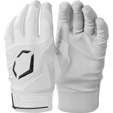 New EVOSHIELD SRZ-1 YTH LG WHITE BATTING GLOVES 11860-WILWB5712109YL