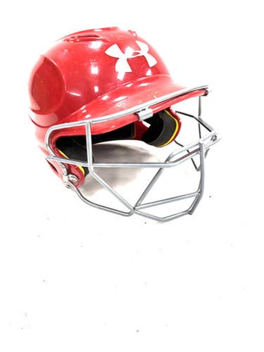 Used Under Armour 5 7/8 - 6 3/4 Batting Helmet w/Mask Red One Size 11860-S000307218
