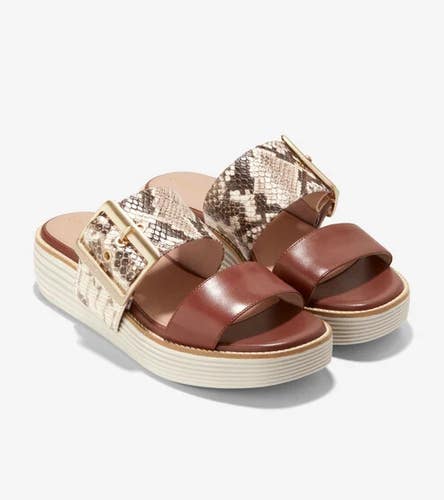 Cole Haan Originalgrand Sandal Women 6 Brown Snake Print Platform Slides ZPO2663