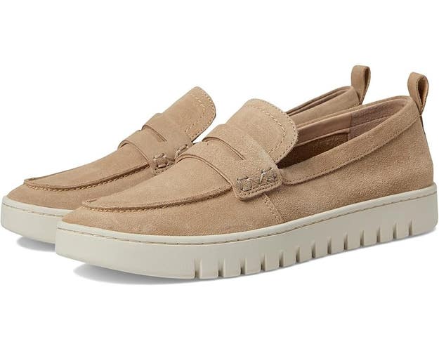 Vionic Uptown I6609L1200 Loafer Women 7 Beige Suede Moc Toe Casual Shoes RHS4028