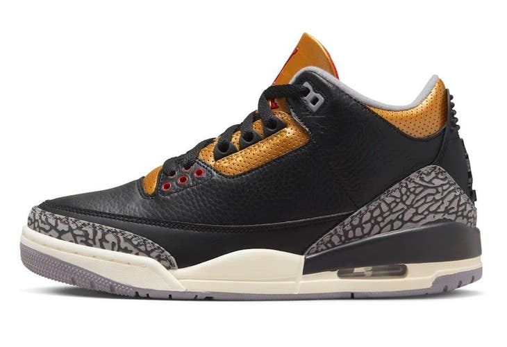 Air Jordan 3 CK9246-067 Sneaker Women's US 5 Black Gold Lifestyle Shoes GBNC286