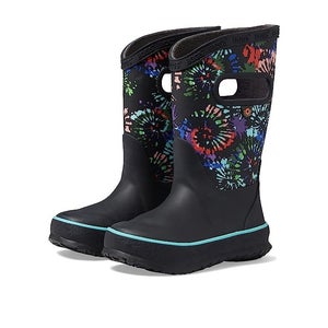 Bogs 79086-009 Kids US 3 Black Multicolor Tie-Dye Waterproof Rain Boots RHS6736