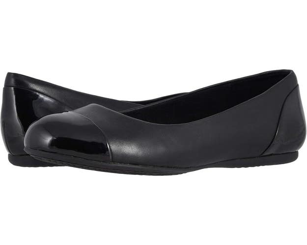 Softwalk Sonoma Ballet Flat Womens US 10.5 Black Leather Cap Toe Slip On RHS6669