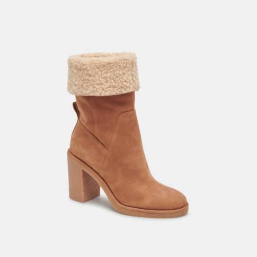 Dolce Vita Caddie Plush Boots Women's US 7.5 Brown Faux Fur Lined Bootie RHS6678
