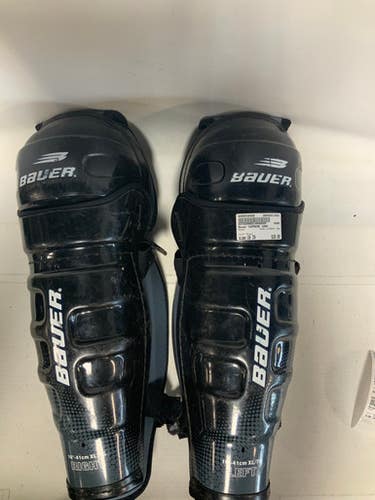 Used Bauer SUPREME 1000 Senior Shin Guards Black 16" 11823-S000038489