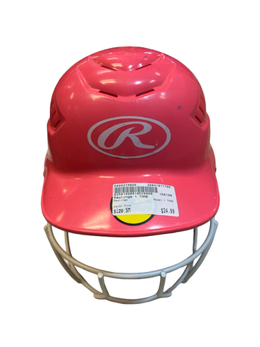 Used Rawlings 1 TONE Batting Helmet w/Mask Pink SM 11706-S000374826