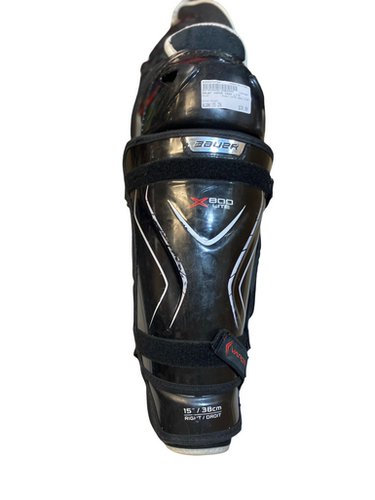 Used Bauer VAPOR X800 LITE Senior Shin Guards Black 15" 11706-S000374794