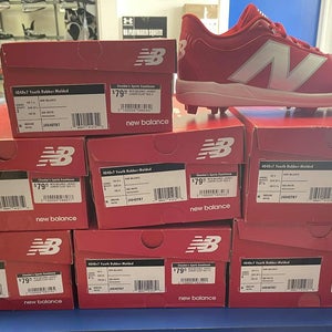 NEW! New Balance 4040 v7 Junior Rubber-Molded Baseball Cleats - RED
