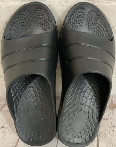 Adult Recovery Foam Rubber Durable Comfort Slides Open Toed Breathability Black